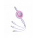 Baseus Bright Mirror 2 infällbar kabel 3-i-1-kabel USB Typ C - micro USB + Lightning + USB Typ C 3.5A 1.1m lila (CAMJ010205)