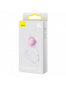 Baseus Bright Mirror 2 infällbar kabel 3-i-1-kabel USB Typ C - micro USB + Lightning + USB Typ C 3.5A 1.1m lila (CAMJ010205)