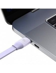 Baseus Bright Mirror 2 infällbar kabel 3-i-1-kabel USB Typ C - micro USB + Lightning + USB Typ C 3.5A 1.1m lila (CAMJ010205)