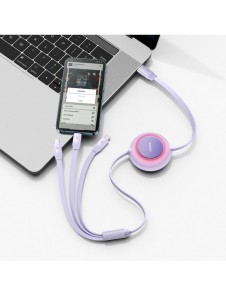 Baseus Bright Mirror 2 infällbar kabel 3-i-1-kabel USB Typ C - micro USB + Lightning + USB Typ C 3.5A 1.1m lila (CAMJ010205)