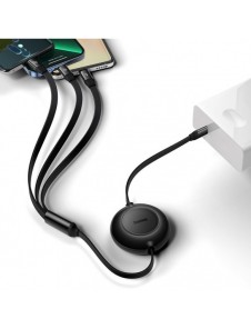 Baseus Bright Mirror 2 infällbar kabel 3-i-1-kabel USB Typ C - micro USB + Lightning + USB Typ C 3.5A 1.1m lila (CAMJ010205)