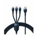 Baseus Flash Series II 3in1 snabbladdningskabel USB-A till USB-C / Micro-USB / Lightning 66W 480Mbps 1,2m Blå