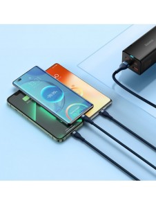 Baseus Flash Series II 3in1 snabbladdningskabel USB-A till USB-C / Micro-USB / Lightning 66W 480Mbps 1,2m Blå