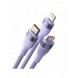 Baseus Flash Series II 3in1 snabbladdningskabel USB-A till USB-C / Micro-USB / Lightning 66W 480Mbps 1,2m Lila