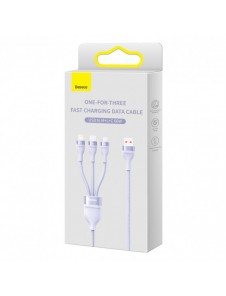 Baseus Flash Series II 3in1 snabbladdningskabel USB-A till USB-C / Micro-USB / Lightning 66W 480Mbps 1,2m Lila