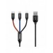 Baseus tre primära färger 3-i-1 USB - mikro-USB / Lightning / USB-C nylonflätad kabel 3,5A 1,2M svart (CAMLT-BSY01)