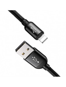 Baseus tre primära färger 3-i-1 USB - mikro-USB / Lightning / USB-C nylonflätad kabel 3,5A 1,2M svart (CAMLT-BSY01)