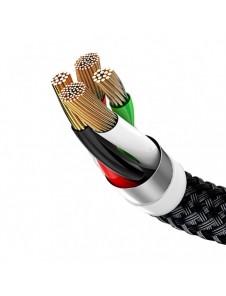 Baseus tre primära färger 3-i-1 USB - mikro-USB / Lightning / USB-C nylonflätad kabel 3,5A 1,2M svart (CAMLT-BSY01)