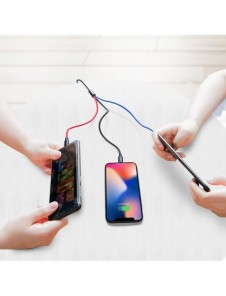 Baseus tre primära färger 3-i-1 USB - mikro-USB / Lightning / USB-C nylonflätad kabel 3,5A 1,2M svart (CAMLT-BSY01)