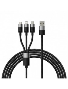 3in1 USB - micro USB / Lightning / USB C 3.5A 1.2m kabel Baseus StarSpeed - svart