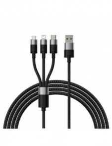 3in1 USB - micro USB / Lightning / USB C 3.5A 1.2m kabel Baseus StarSpeed - svart