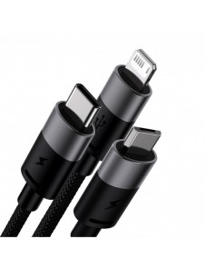 3in1 USB - micro USB / Lightning / USB C 3.5A 1.2m kabel Baseus StarSpeed - svart
