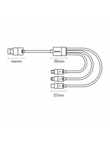 3in1 USB - micro USB / Lightning / USB C 3.5A 1.2m kabel Baseus StarSpeed - svart