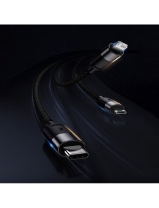 3in1 USB - micro USB / Lightning / USB C 3.5A 1.2m kabel Baseus StarSpeed - svart
