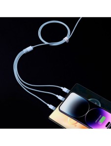 3in1 USB - micro USB / Lightning / USB C 3.5A 1.2m kabel Baseus StarSpeed - svart