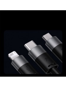 3in1 USB - micro USB / Lightning / USB C 3.5A 1.2m kabel Baseus StarSpeed - svart