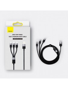 3in1 USB - micro USB / Lightning / USB C 3.5A 1.2m kabel Baseus StarSpeed - svart