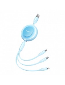 Baseus Bright Mirror 2 3-i-1 USB Typ A-kabel - micro USB + Lightning + USB Typ C 3.5A 1.1m blå (CAMJ010017)