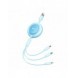 Baseus Bright Mirror 2 3-i-1 USB Typ A-kabel - micro USB + Lightning + USB Typ C 3.5A 1.1m blå (CAMJ010017)