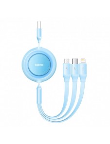 Baseus Bright Mirror 2 3-i-1 USB Typ A-kabel - micro USB + Lightning + USB Typ C 3.5A 1.1m blå (CAMJ010017)