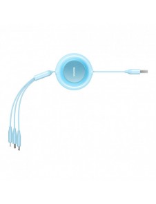 Baseus Bright Mirror 2 3-i-1 USB Typ A-kabel - micro USB + Lightning + USB Typ C 3.5A 1.1m blå (CAMJ010017)