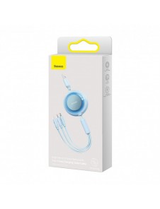 Baseus Bright Mirror 2 3-i-1 USB Typ A-kabel - micro USB + Lightning + USB Typ C 3.5A 1.1m blå (CAMJ010017)