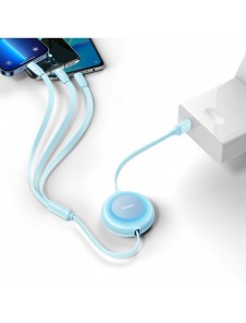Baseus Bright Mirror 2 3-i-1 USB Typ A-kabel - micro USB + Lightning + USB Typ C 3.5A 1.1m blå (CAMJ010017)