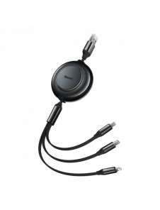 Baseus Bright Mirror 2-kabel 3-i-1-kabel USB Typ A - micro USB + Lightning + USB Typ C 3.5A 1.1m svart (CAMJ010001)