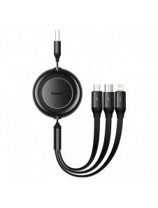 Baseus Bright Mirror 2-kabel 3-i-1-kabel USB Typ A - micro USB + Lightning + USB Typ C 3.5A 1.1m svart (CAMJ010001)