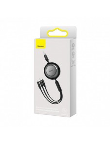 Baseus Bright Mirror 2-kabel 3-i-1-kabel USB Typ A - micro USB + Lightning + USB Typ C 3.5A 1.1m svart (CAMJ010001)