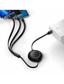 Baseus Bright Mirror 2-kabel 3-i-1-kabel USB Typ A - micro USB + Lightning + USB Typ C 3.5A 1.1m svart (CAMJ010001)