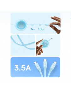 Baseus Bright Mirror 2-kabel 3-i-1-kabel USB Typ A - micro USB + Lightning + USB Typ C 3.5A 1.1m svart (CAMJ010001)