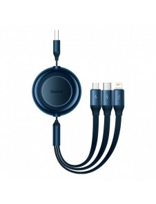 Baseus Bright Mirror 2-kabel 3-i-1-kabel USB Typ A - micro USB + Lightning + USB Typ C 3.5A 1.1m blå (CAMJ010003)