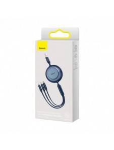 Baseus Bright Mirror 2-kabel 3-i-1-kabel USB Typ A - micro USB + Lightning + USB Typ C 3.5A 1.1m blå (CAMJ010003)