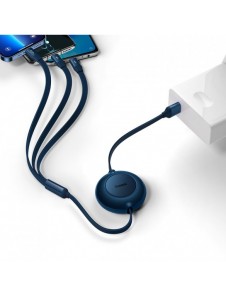 Baseus Bright Mirror 2-kabel 3-i-1-kabel USB Typ A - micro USB + Lightning + USB Typ C 3.5A 1.1m blå (CAMJ010003)