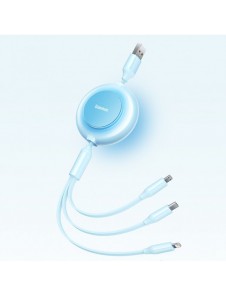 Baseus Bright Mirror 2-kabel 3-i-1-kabel USB Typ A - micro USB + Lightning + USB Typ C 3.5A 1.1m blå (CAMJ010003)