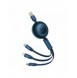 Baseus Bright Mirror 2 infällbar kabel 3-i-1-kabel USB Typ A - micro USB + Lightning + USB Typ C 66W 1,1 m blå (CAMJ010103)