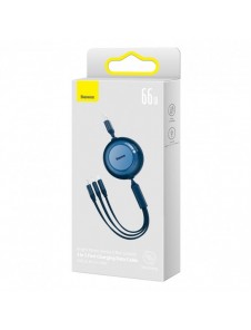 Baseus Bright Mirror 2 infällbar kabel 3-i-1-kabel USB Typ A - micro USB + Lightning + USB Typ C 66W 1,1 m blå (CAMJ010103)