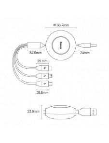 Baseus Bright Mirror 2 infällbar kabel 3-i-1-kabel USB Typ A - micro USB + Lightning + USB Typ C 66W 1,1 m blå (CAMJ010103)