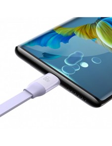 Baseus Bright Mirror 2 infällbar kabel 3-i-1-kabel USB Typ A - micro USB + Lightning + USB Typ C 66W 1,1m lila (CAMJ010105)