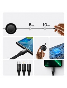 Baseus Bright Mirror 2 infällbar kabel 3-i-1-kabel USB Typ A - micro USB + Lightning + USB Typ C 66W 1,1m lila (CAMJ010105)