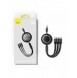Baseus Bright Mirror 2 infällbar kabel 3-i-1-kabel USB Typ A - micro USB + Lightning + USB Typ C 66W 1,1m lila (CAMJ010105)