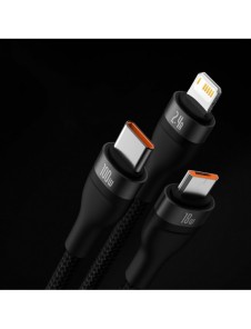 Baseus Flash Series II-kabel USB - USB Typ C / Lightning / micro USB 100 W 1,2 m svart (CASS030001)