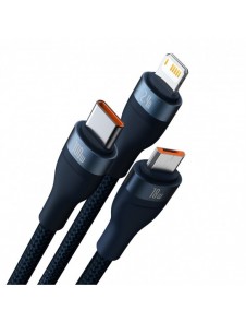 Baseus Flash Series II-kabel USB - USB Typ C / Lightning / micro USB 100 W 1,2 m blå (CASS030003)