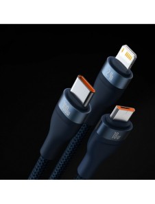 Baseus Flash Series II-kabel USB - USB Typ C / Lightning / micro USB 100 W 1,2 m blå (CASS030003)