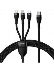 Baseus Flash Series II-kabel USB Typ C - USB Typ C / Lightning / micro USB 100 W 1,5 m svart (CASS030201)