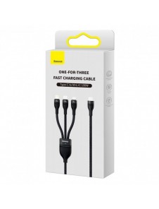 Baseus Flash Series II-kabel USB Typ C - USB Typ C / Lightning / micro USB 100 W 1,5 m svart (CASS030201)