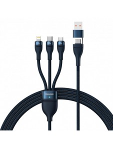 Baseus Flash Series II-kabel USB Typ C / USB Typ A - USB Typ C / Lightning / micro USB 100 W 1,2 m blå (CASS030103)