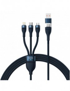Baseus Flash Series II-kabel USB Typ C / USB Typ A - USB Typ C / Lightning / micro USB 100 W 1,2 m blå (CASS030103)