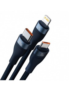 Baseus Flash Series II-kabel USB Typ C / USB Typ A - USB Typ C / Lightning / micro USB 100 W 1,2 m blå (CASS030103)